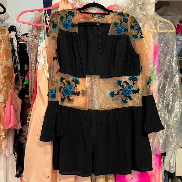 For Love and Lemons Darla Silk Robe in Aqua - Picture 2 of 3